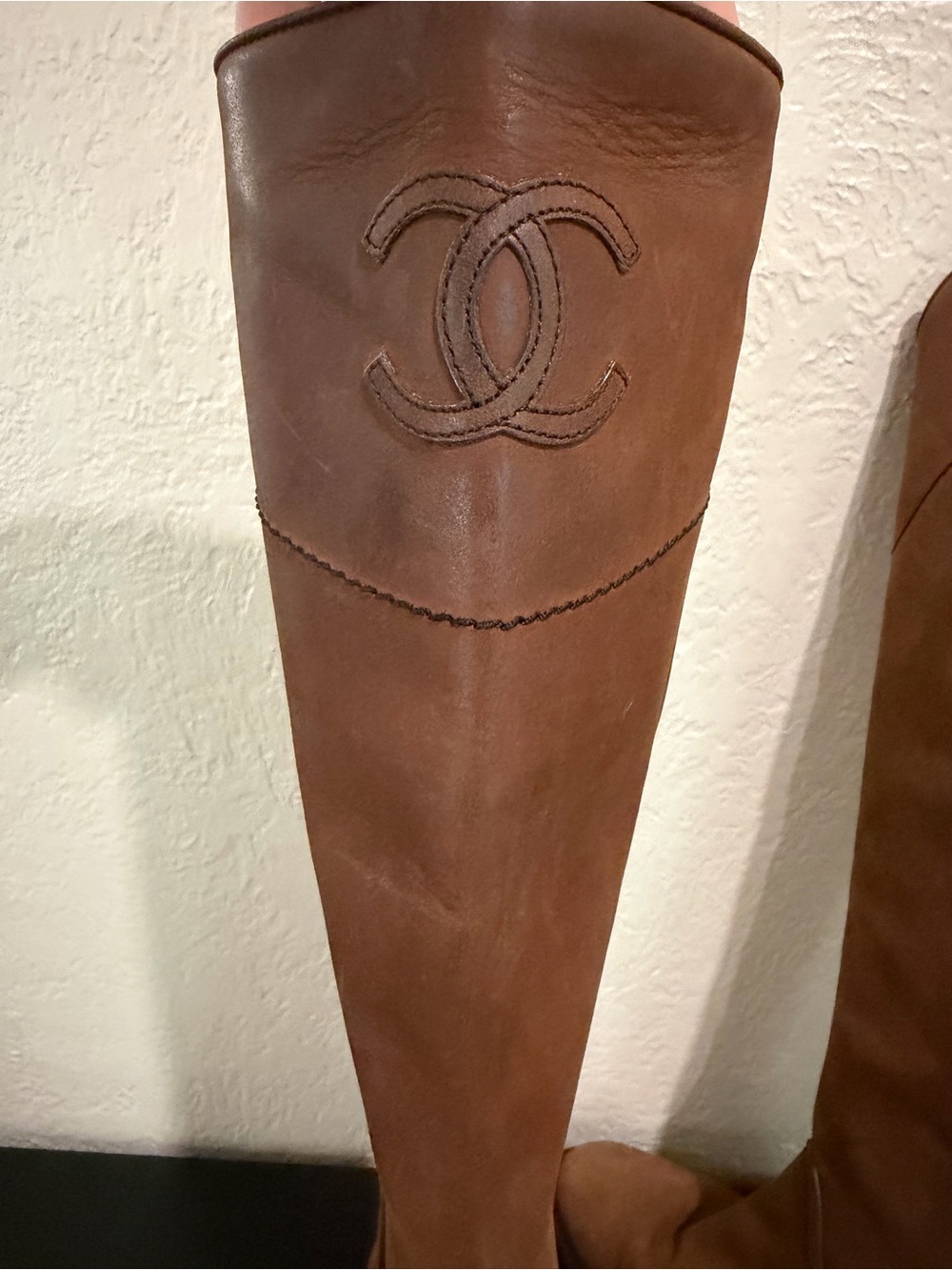 Chanel Brown Suede Leather Tall Riding Western Boot & Signature CC — Size 37 - Picture 2 of 8